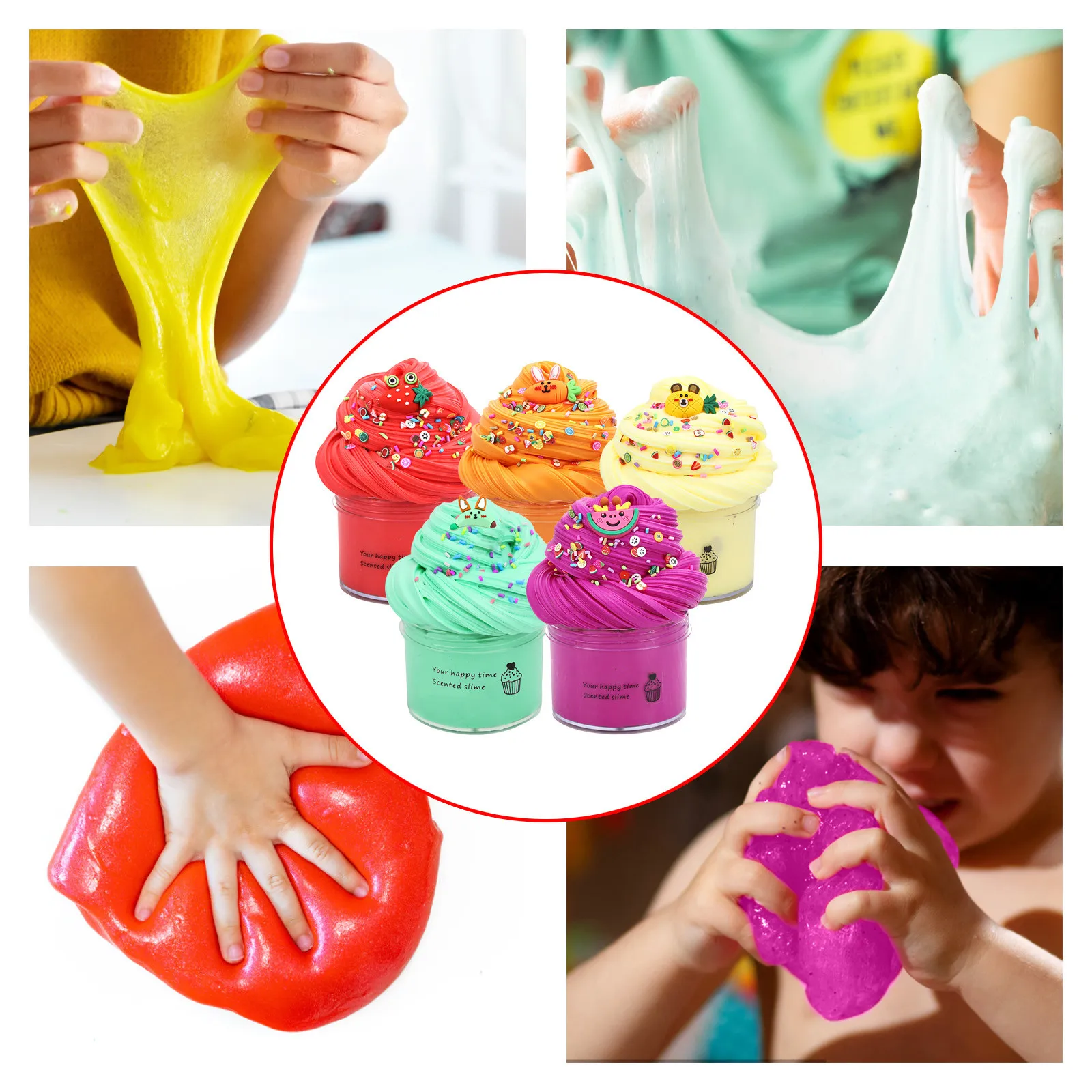 mochis squishy toys DIY Butter Slime Fruit Kit Soft Non-sticky Cloud Slime Scented Toy Kids Gift 70ml Relieve Pressure Education Rainbow Slime Craft snapper fidget toy