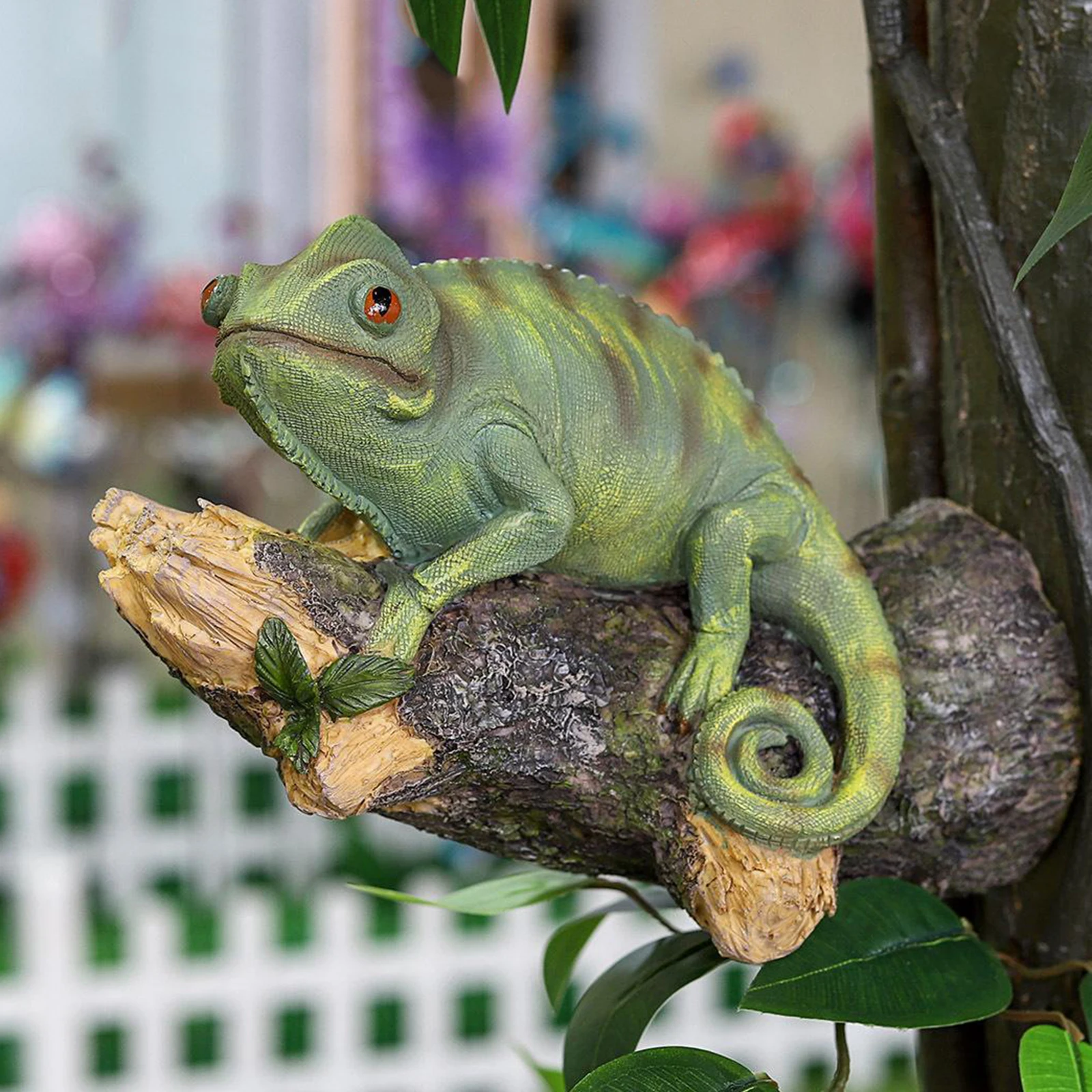 Realistic Chameleon Lizard Sculpture Resin Figurine Garden Decor Home Office Ornament Wall Hanging