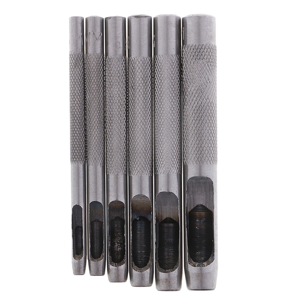 6Pcs/set Leather Hole Puncher Hollow Round Punch Tool Strap Belt Stitching 3mm-8mm