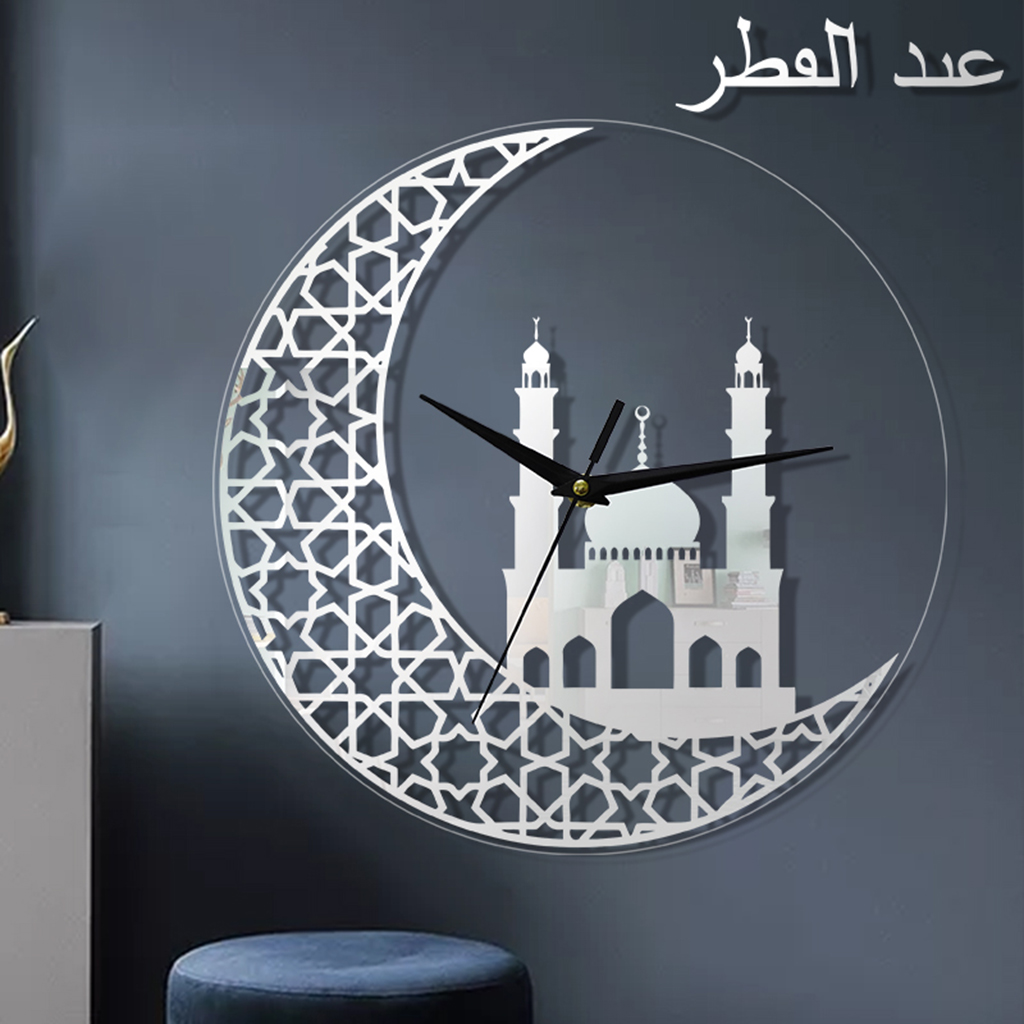 Religious Acrylic Islamic Quartz Wall Clock Muslim School Hotel Ornament