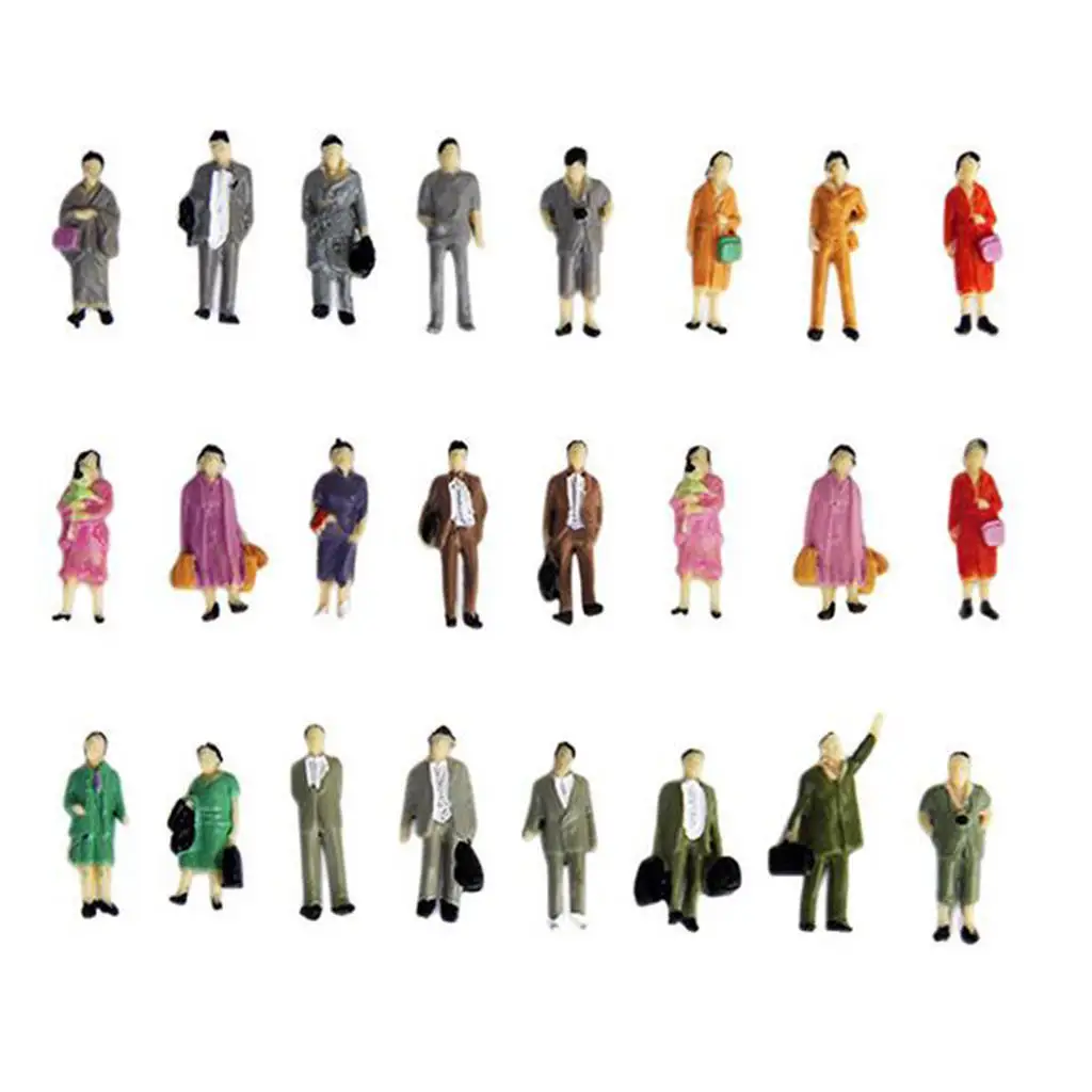 Set of 50 1/87 HO Color People Model Mini Standing People for Railway Accs