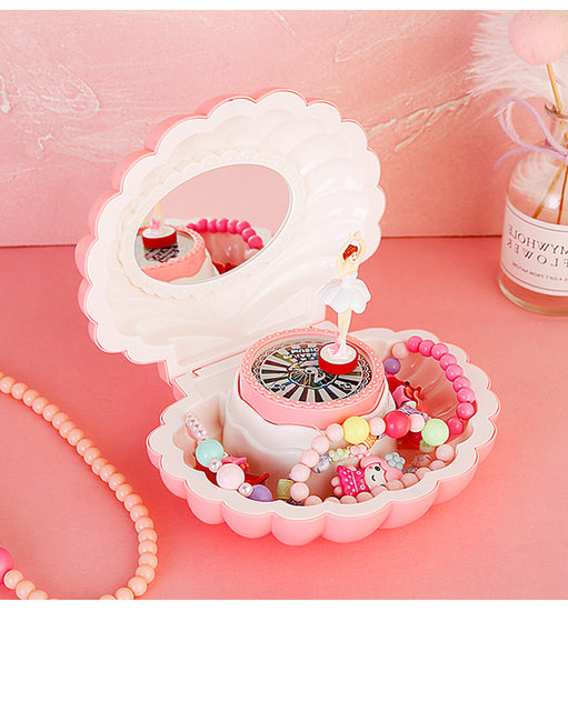 Wooden Ballerina Musical Jewelry Box with Mirror for Girls，Pink Kid's  Jewelry Storage Music Chest - AliExpress