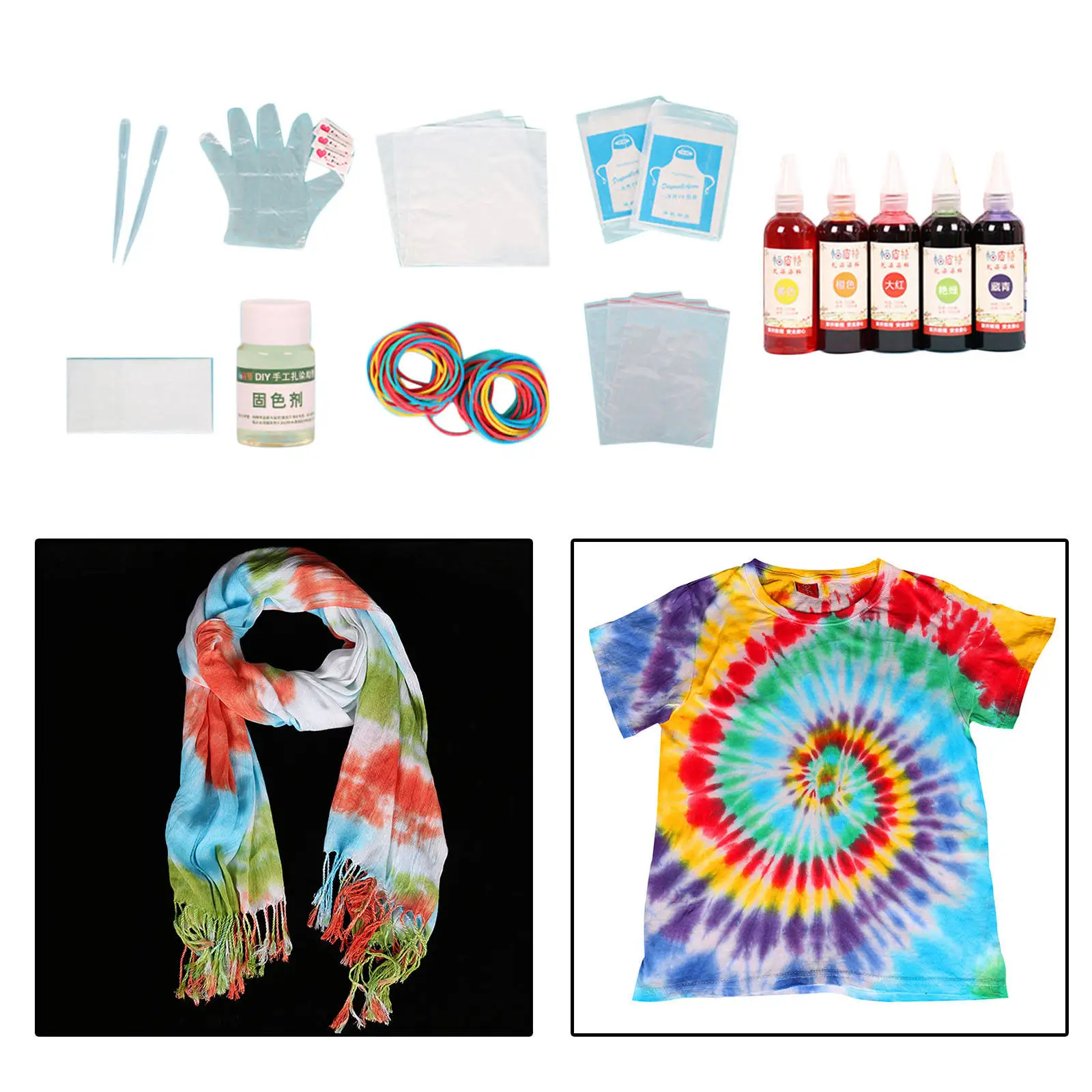 5 Colors Tie Dye Kit Dyeing DIY Art Craft Fabric Dye Set Permanent Paint for T-Shirts Accessories Kids Adults Party Supplies