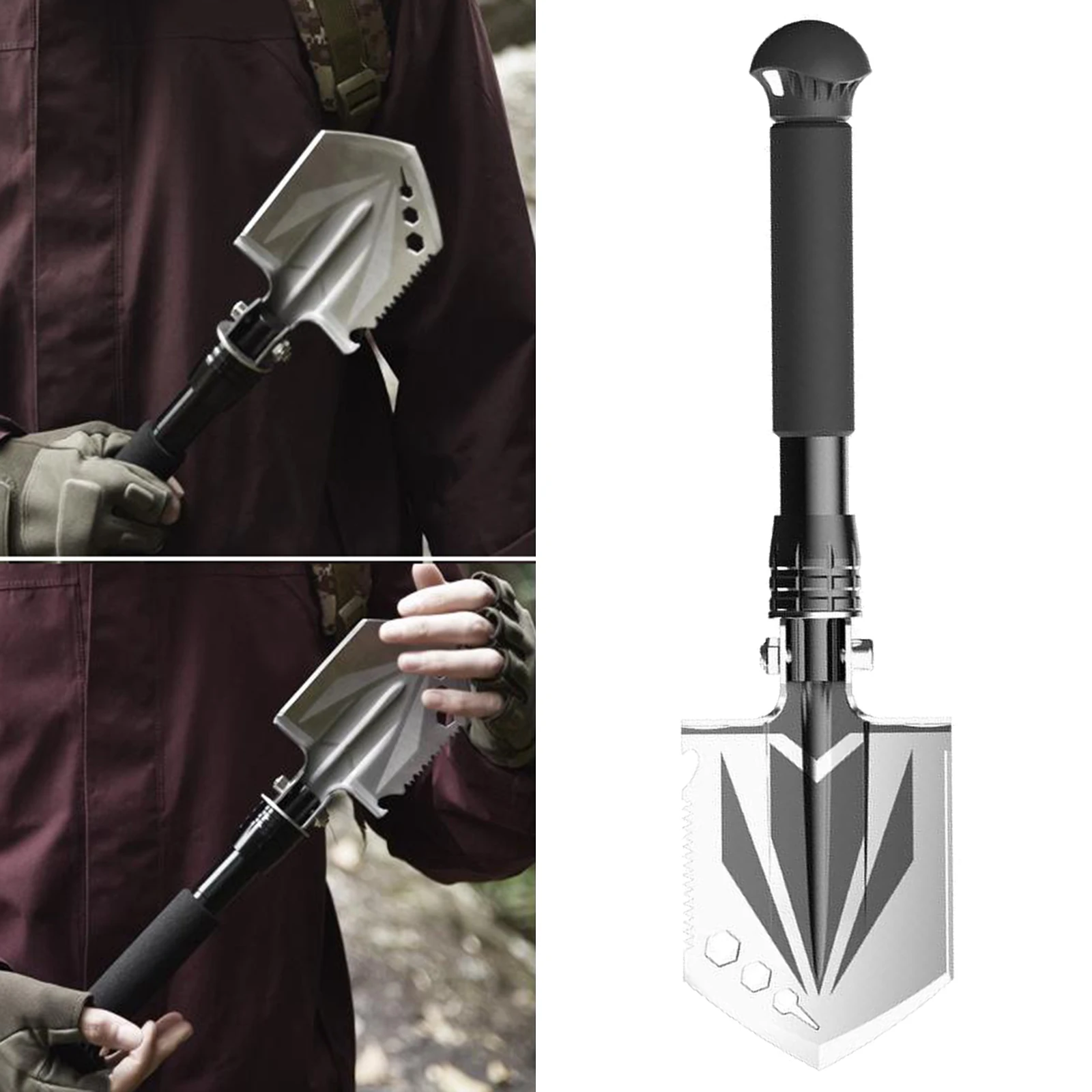 Folding Camping Shovel Survival Axe with Sponge Handle Digging Chipping
