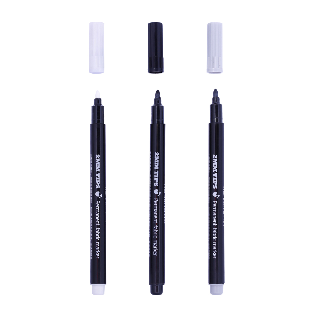 3Pcs/Set 2mm Fabric And T-Shirt Liner Permanent Fabric Maker Pens for Name Tags Label Garments Bag Textile Paint DIY