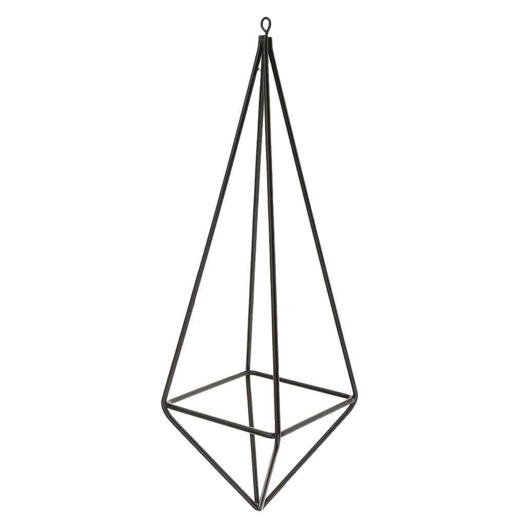 Rustic Style Black Freestanding Hanging Geometric Metal Pot Rack For Tillandsia Air Plant 26cm