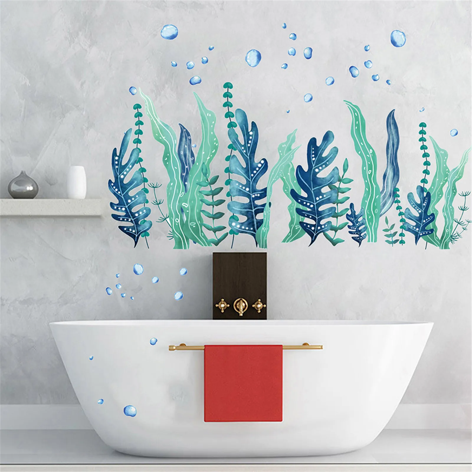 Creative Cartoon Removable 3d Under The Sea World Nature Scenery Wall  Stickers Ocean Grass Colorful Seaweed Baseboard Wall Decal - Wall Stickers  - AliExpress
