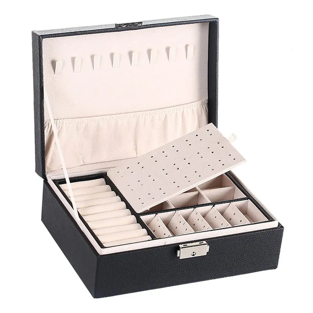 Jewelry Box Lockable Large Showcase Organizer for Studs Bracelets Necklace