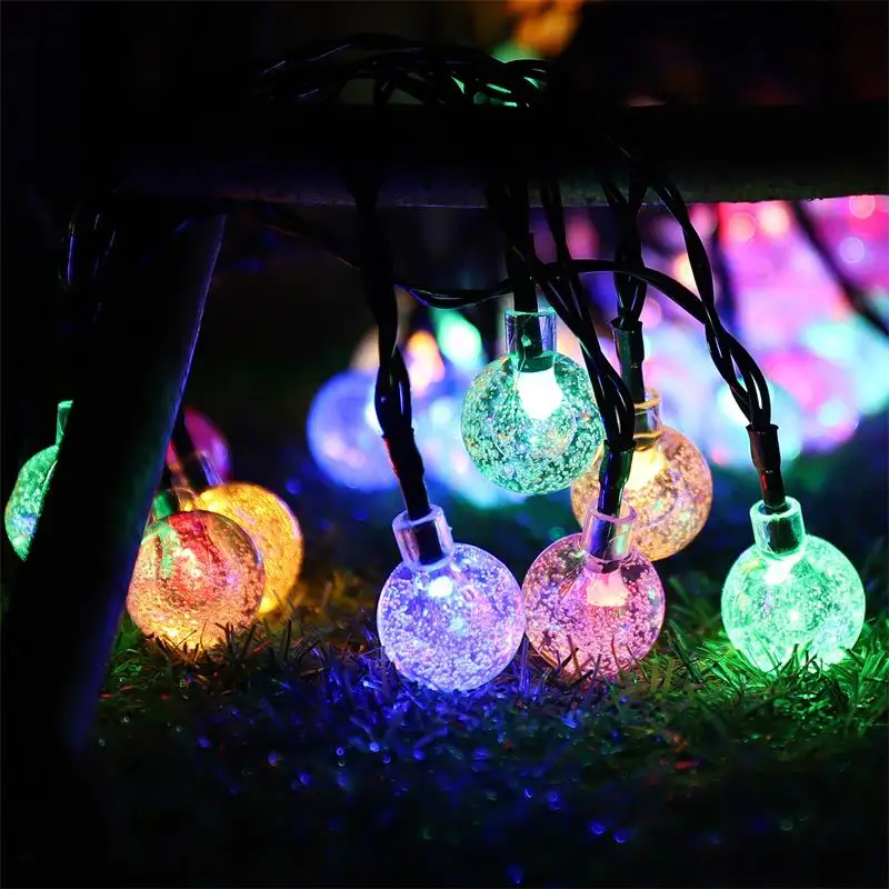 Solar Powered Bubble Ball Lights String 20 LED Outdoor Waterproof ...