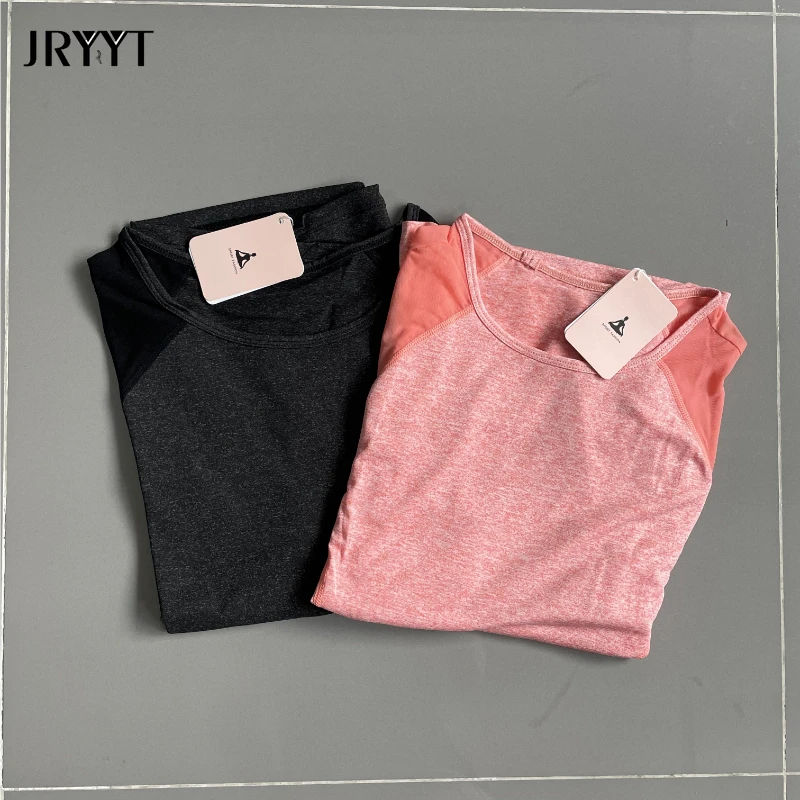 JRYYT Big Size Summer Quick Dry Sports T-shirt Women Loose Breatable Mesh Yoga Shirts Female Workout Tops L-4XL Activewear 2021