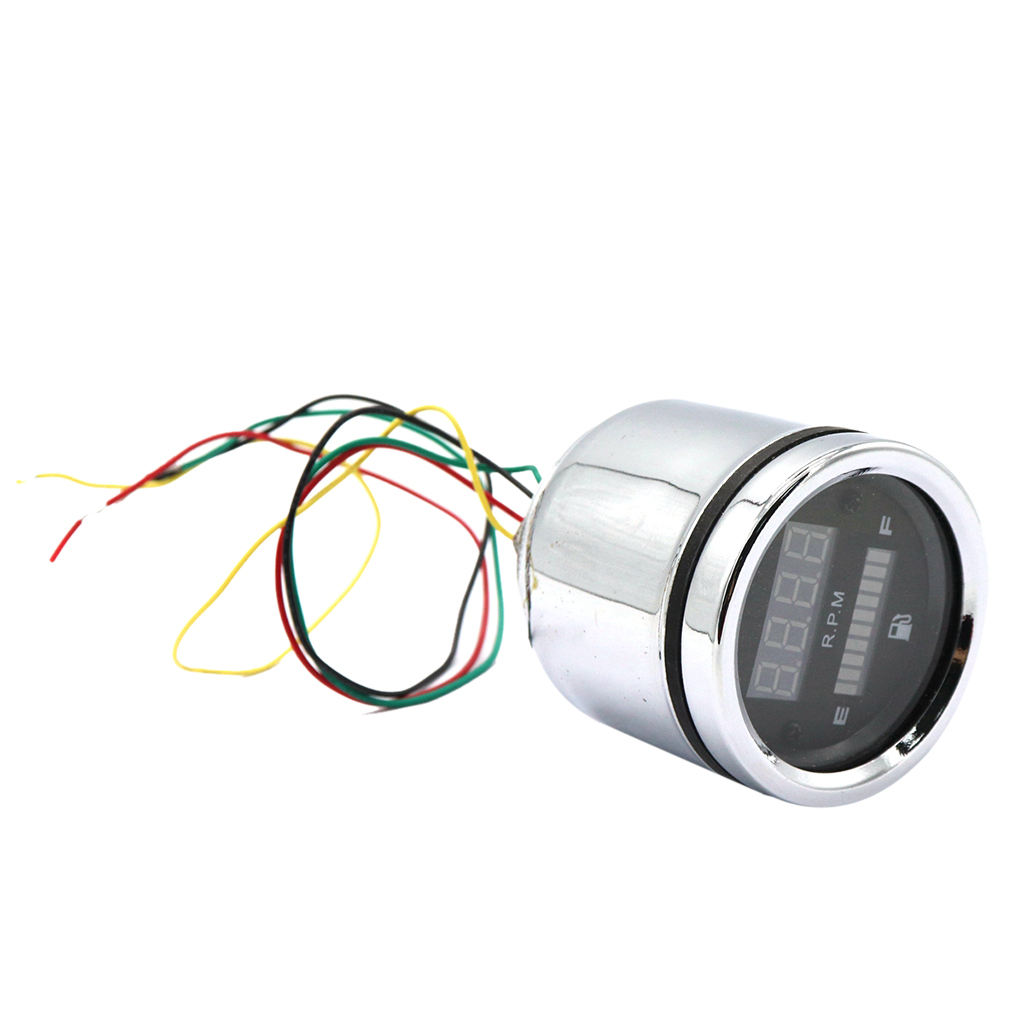 2 In 1 Motorcycle Retro LED Instruments Part Tachometer Fuel Level Gauge