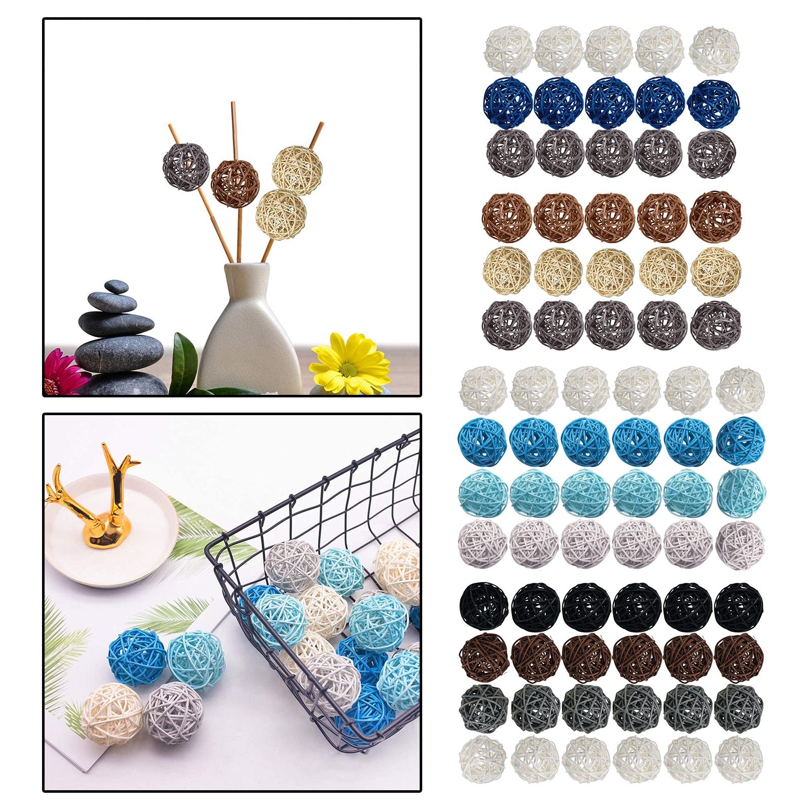 24/15Pcs Natural Wicker Rattan Balls Handmade Decorative Wedding Party Centerpieces Christmas Coffee Home Garden Fall Accents
