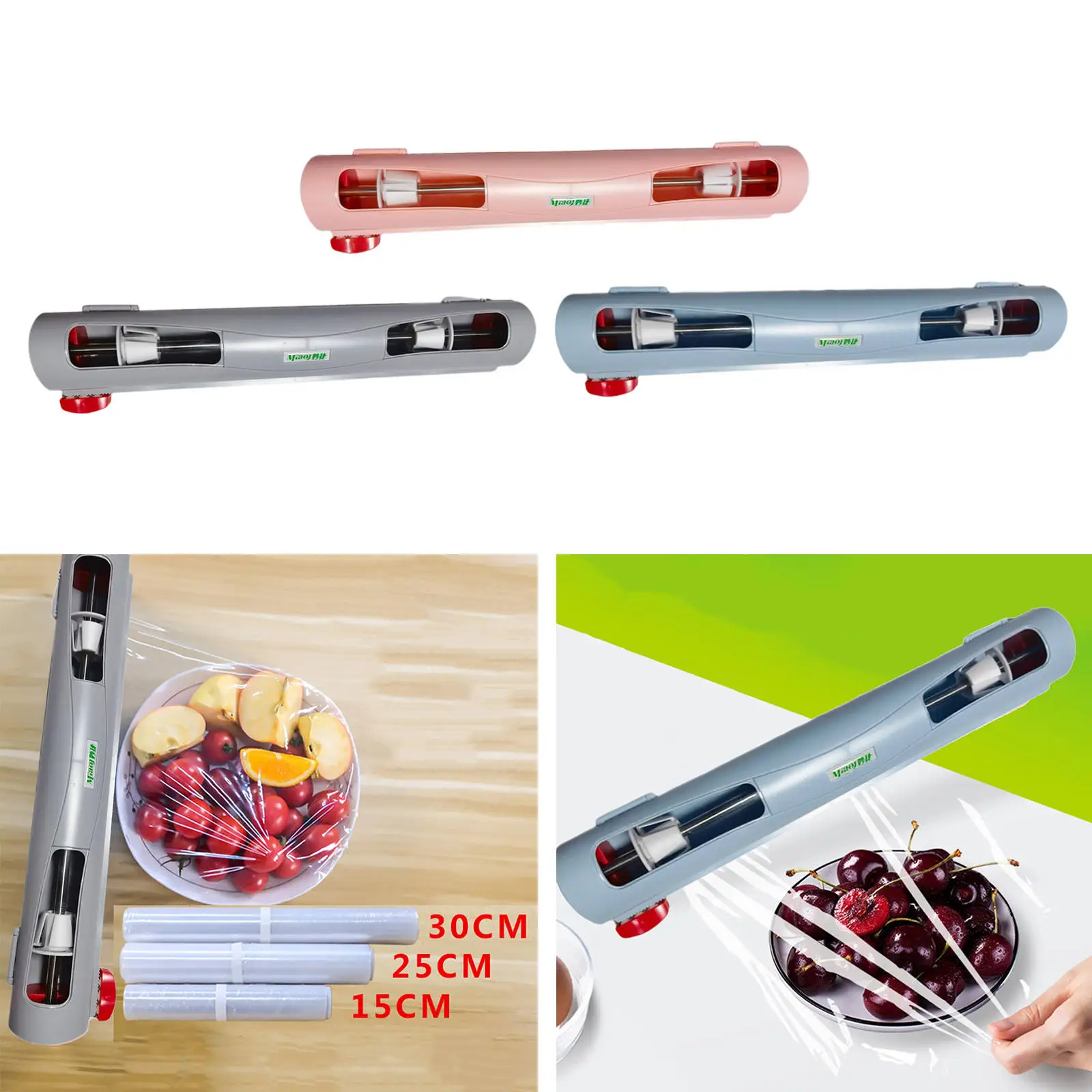 Refillable Plastic Wrap Foil Dispenser with Slide Cutter Magnetic Cling Film Cutter Storage Holder Cookware Tool Home Supplies