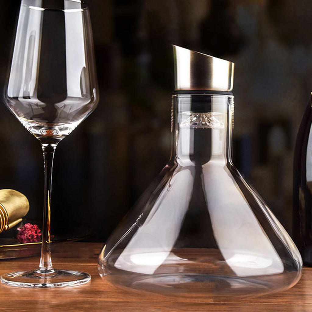 Crystal Glass Wine Decanter with Aerator Household Large 56 oz Home Kitchen Entertaining Drinkware Tools Wine Breather Carafe