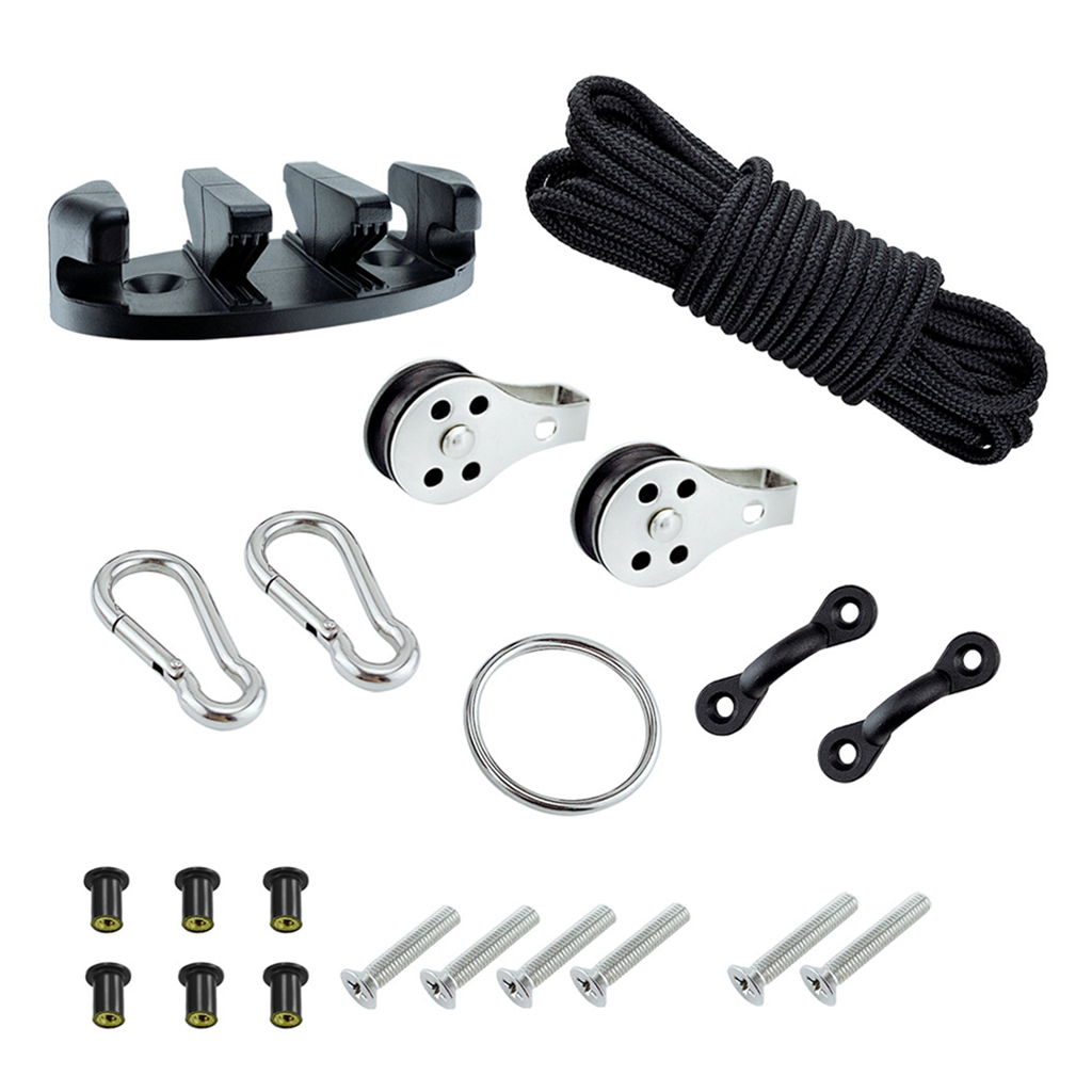  Kayak   Canoe   Anchor   Trolley   Kit   w /  30   ft   Trolley   Line   Pad   Eye   Metal   Screws 