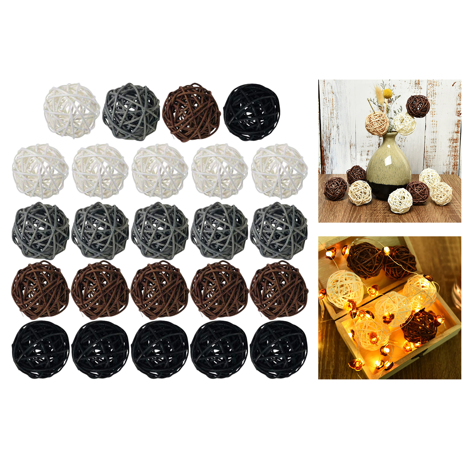 24/15Pcs Natural Wicker Rattan Balls Handmade Decorative Wedding Party Centerpieces Christmas Coffee Home Garden Fall Accents