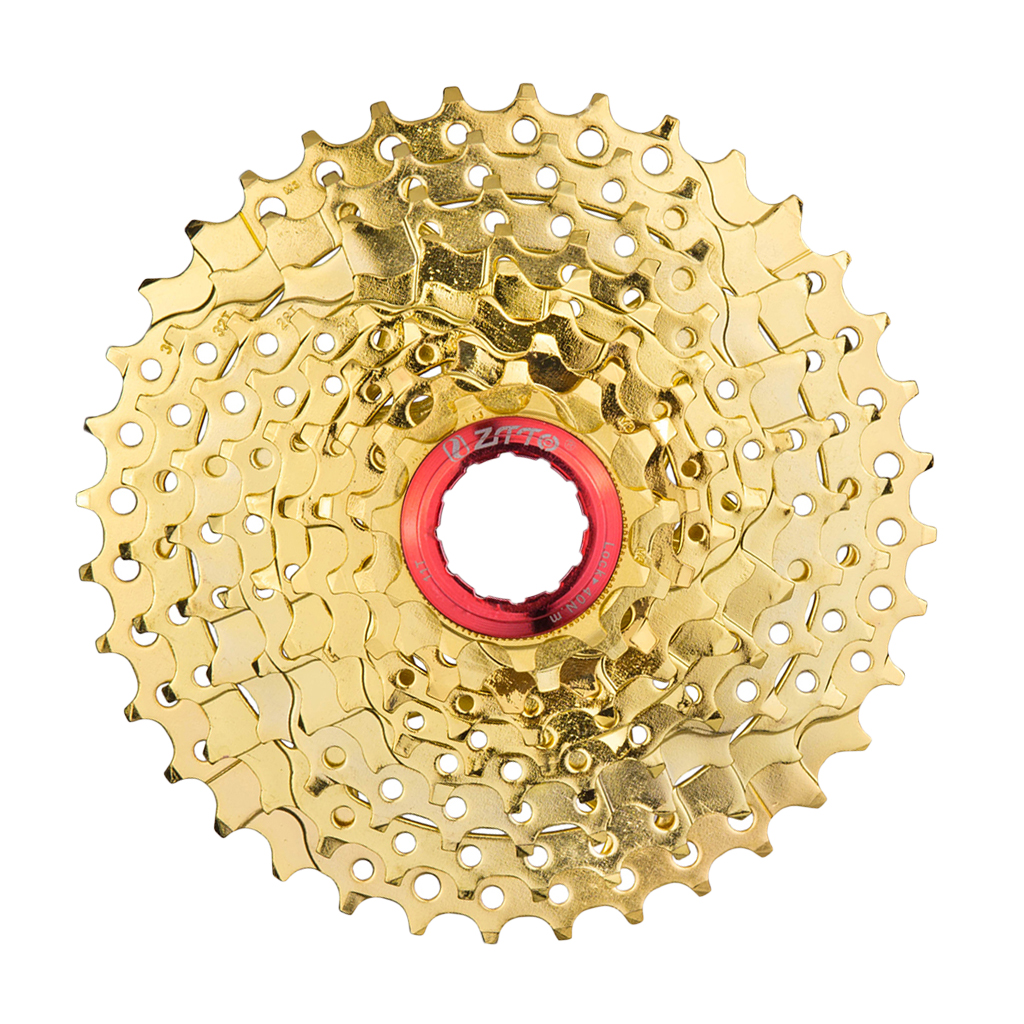 MTB Mountain Bike Cassette Freewheel (9 Speed, 11-36T) - Gold - Solid Construction