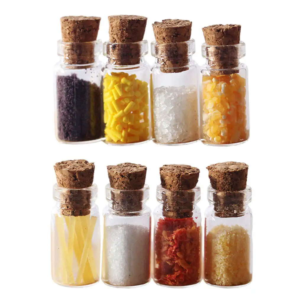 4Pcs 1:12 1:6 Dollhouse Tiny Seasoning Food Bottle Jars for Seasoning Spice