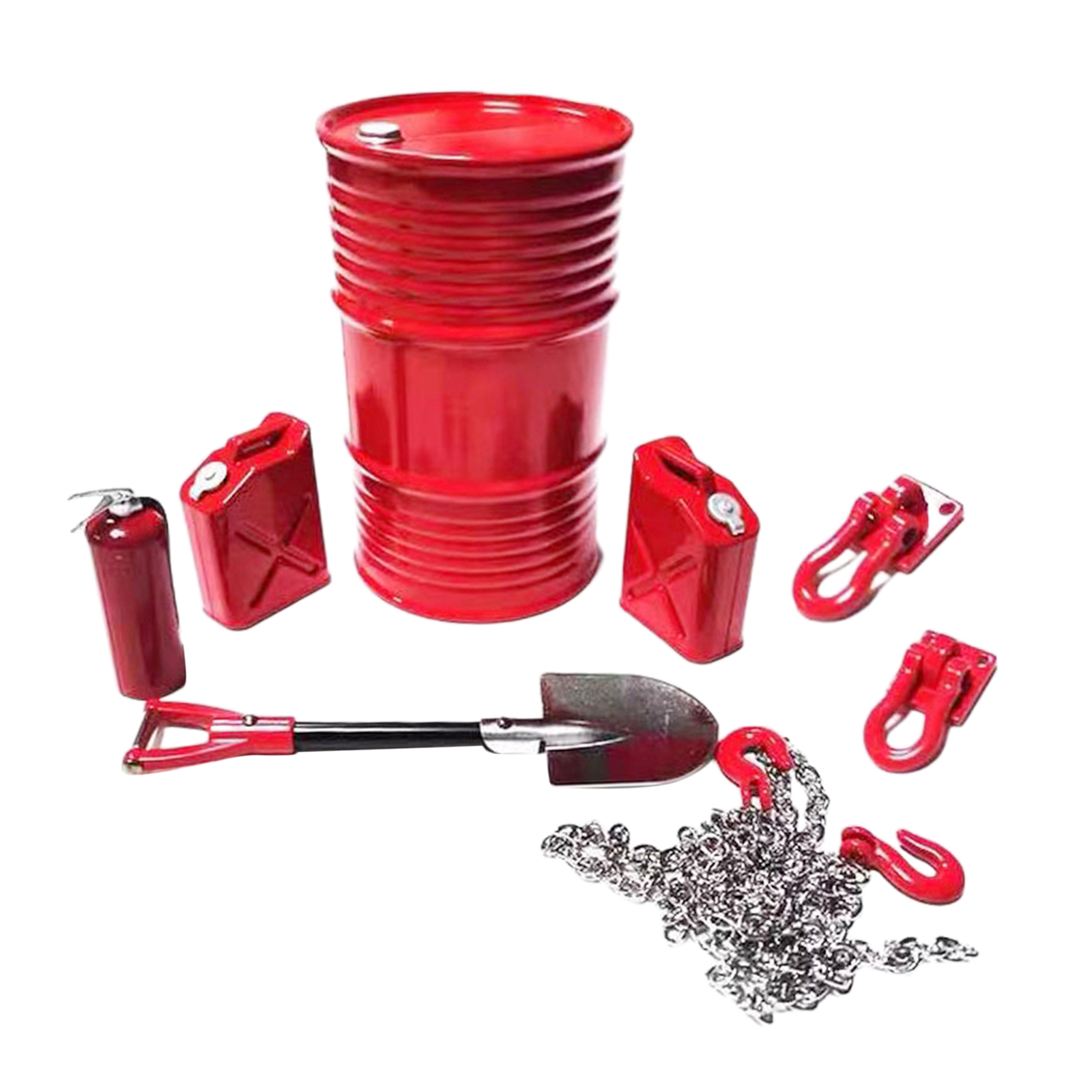RC Car Decor Fire Extinguisher Set  Buckle,Chain Hook Oil Drum Model