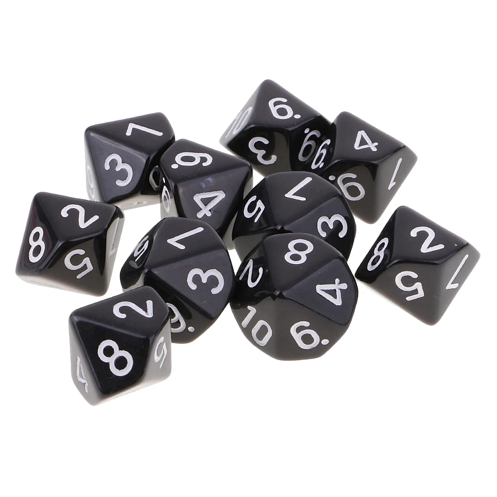 MagiDeal 10pcs 10 Sided Dice D10 Polyhedral Dice for  Games White