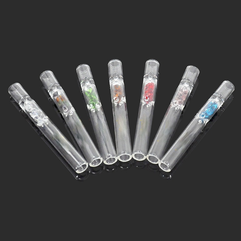 1 Pc Glass Tobacco Tube High Transparent Glass Weed Pipe Color Diamond Series Glass Smoking Pipe Tobacco Holder Random Color