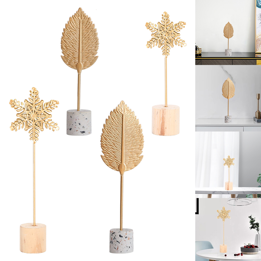 Snowflake Leaf Decorative Sculptures Ornaments Figurines Tabletop Metal Statues Present Office Desktop Bedroom Decor