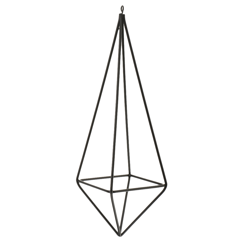 Rustic Style Black Freestanding Hanging Geometric Metal Pot Rack For Tillandsia Air Plant 26cm