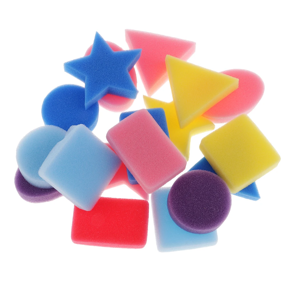 18pc Geometric Shaped Sponge Stamp Set Children Kids Craft PaintingEducation