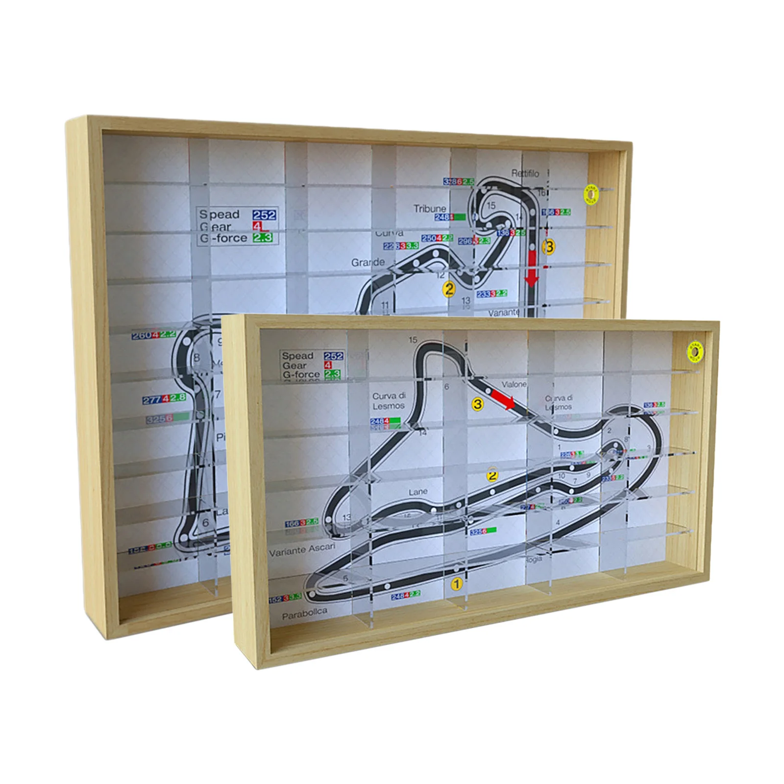 Wall Hanging Display Case with Acrylic Cover & Wood Base, Storage Box, Organizer Compartment for 1/64 Car Model