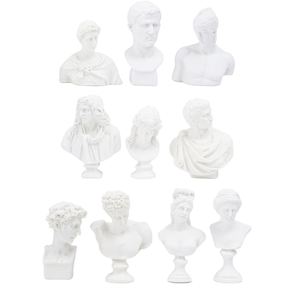 10 Greek Mythology Figurine Head Portraits Bust Mini Gypsum Statue Drawing Practice Crafts Plaster Sculpture Decor Home Office
