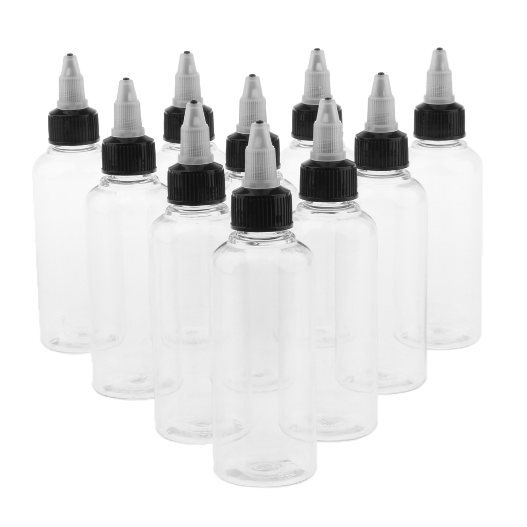 10pcs  Squeeze 100ml Plastic Bottles with Twist Top Cap for Liquid