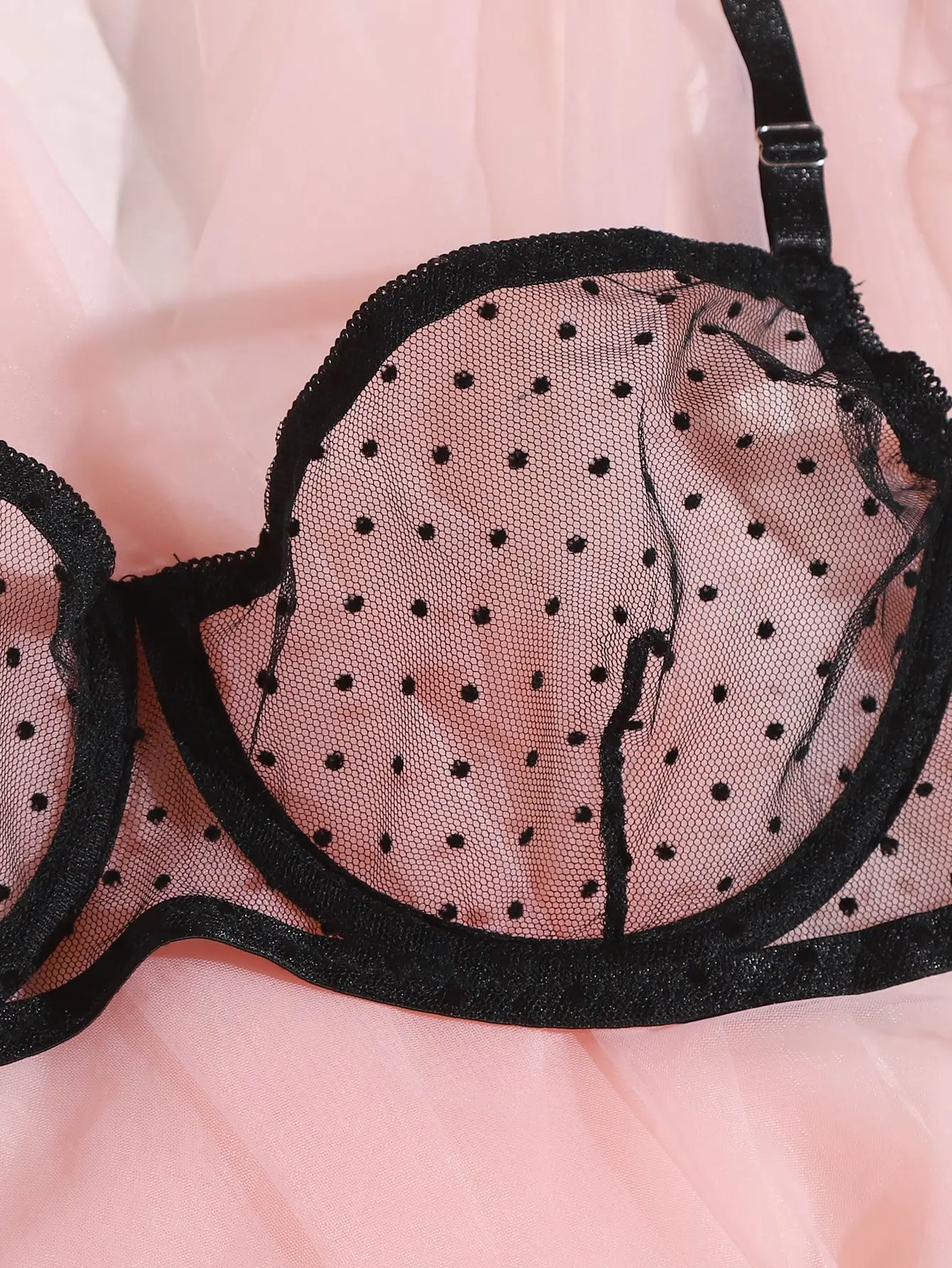 sexy bra panty Dot Mesh Lace Lingerie Set Underwire See Through Brassiere Sexy Underwear Bra and Panty Transparent Intimate bra and thong set