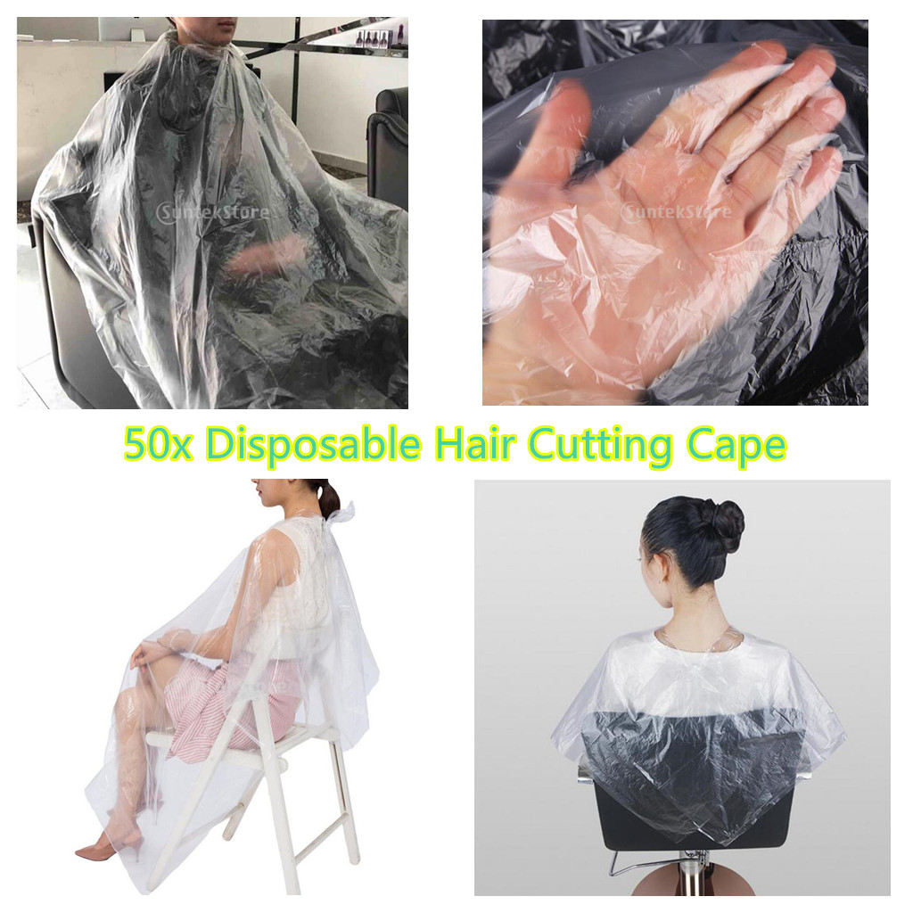 50x Disposables Hairdressing Capes Hair Salon Shawl Plastic Waterproof Hair