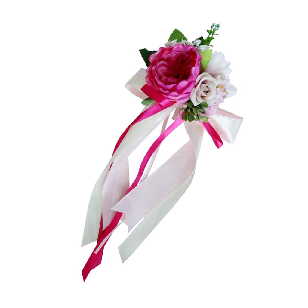 Wedding Car Decorations Kit Silk Flower Ribbon Mirror Door Handle Party Decor
