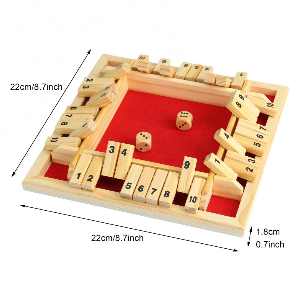 Игра в кости Shut The Box, Классическая 4-сторонняя деревянная доска,  Рождественская игрушка с играми для детей и взрослых, Обучающие цифры, ...