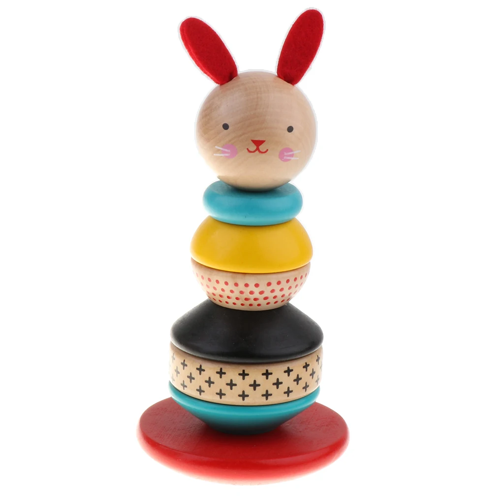 Baby Stacking Rabbit Roly Poly Wooden Toy for Early Developmental Toys