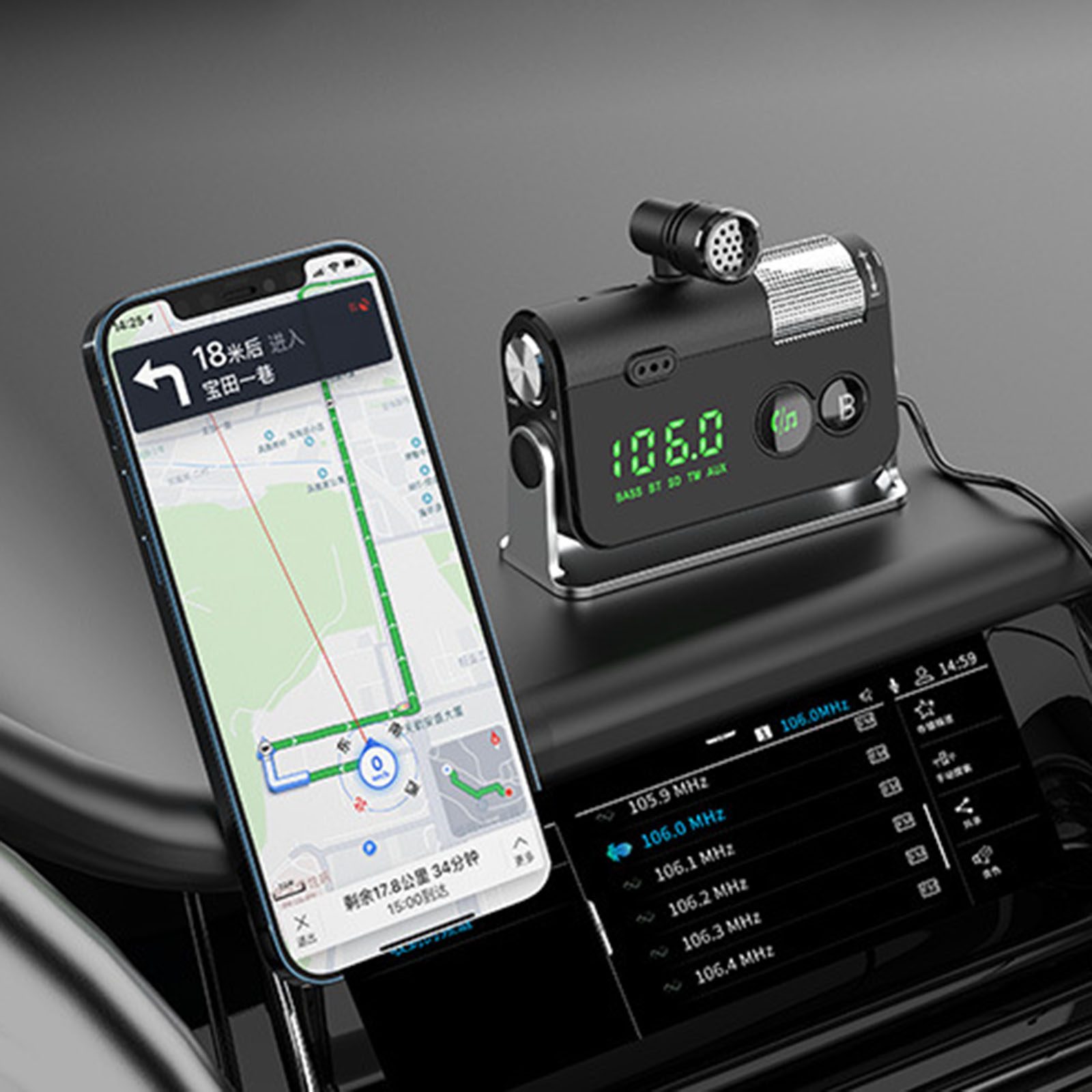 Bluetooth FM Transmitter Plug-in Microphone Wireless Car Kit for iOS Phones