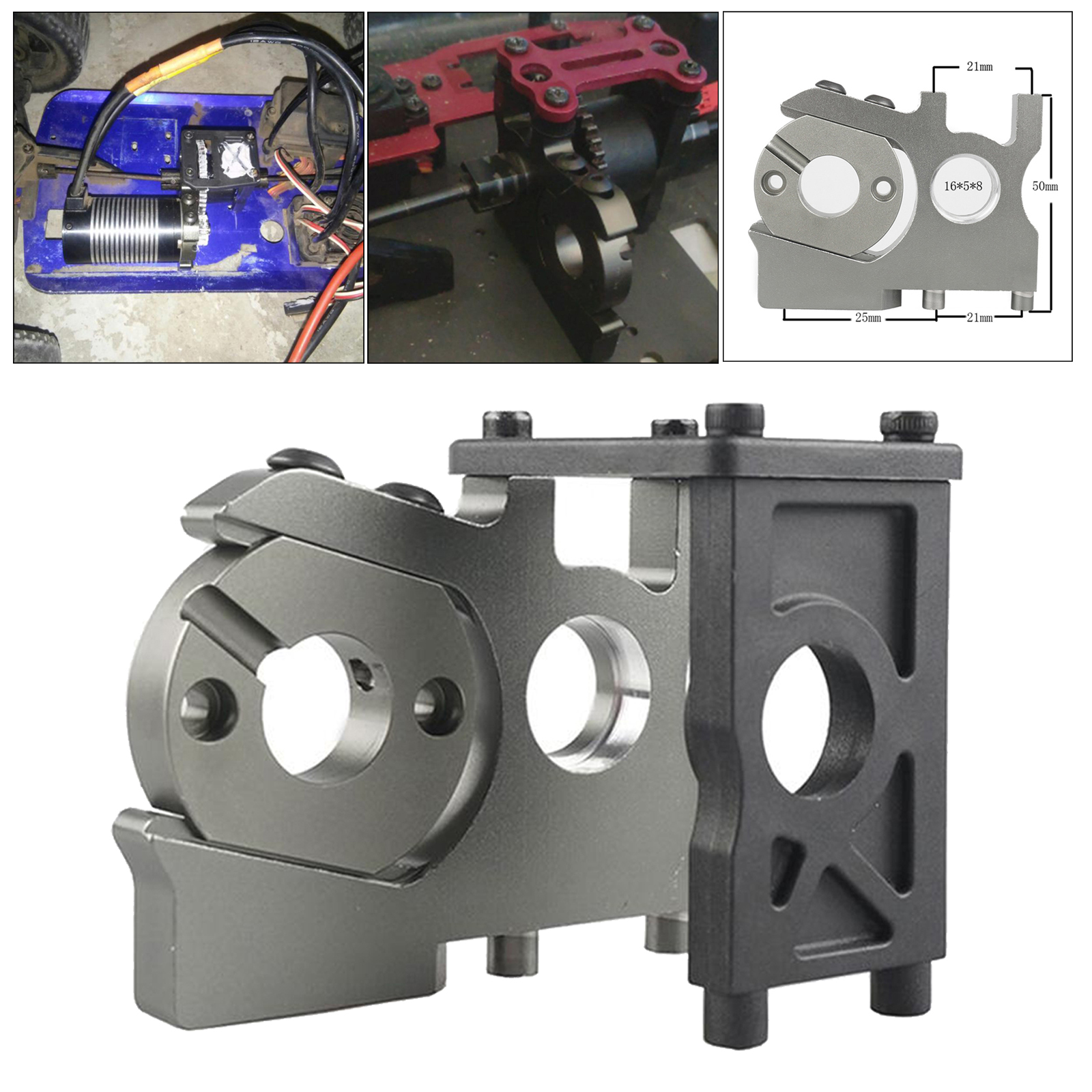 Silver RC 1:8 Metal Upgrade Motor Mounting Mount Fixed Bracket Holder for Kyosho