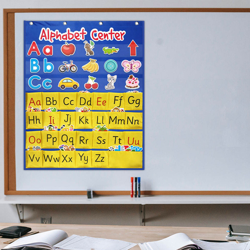 Alphabet Pocket Chart ABC Letter Word Recognition Speech for Listening Learning Spelling Speaking Kindergarten Classroom