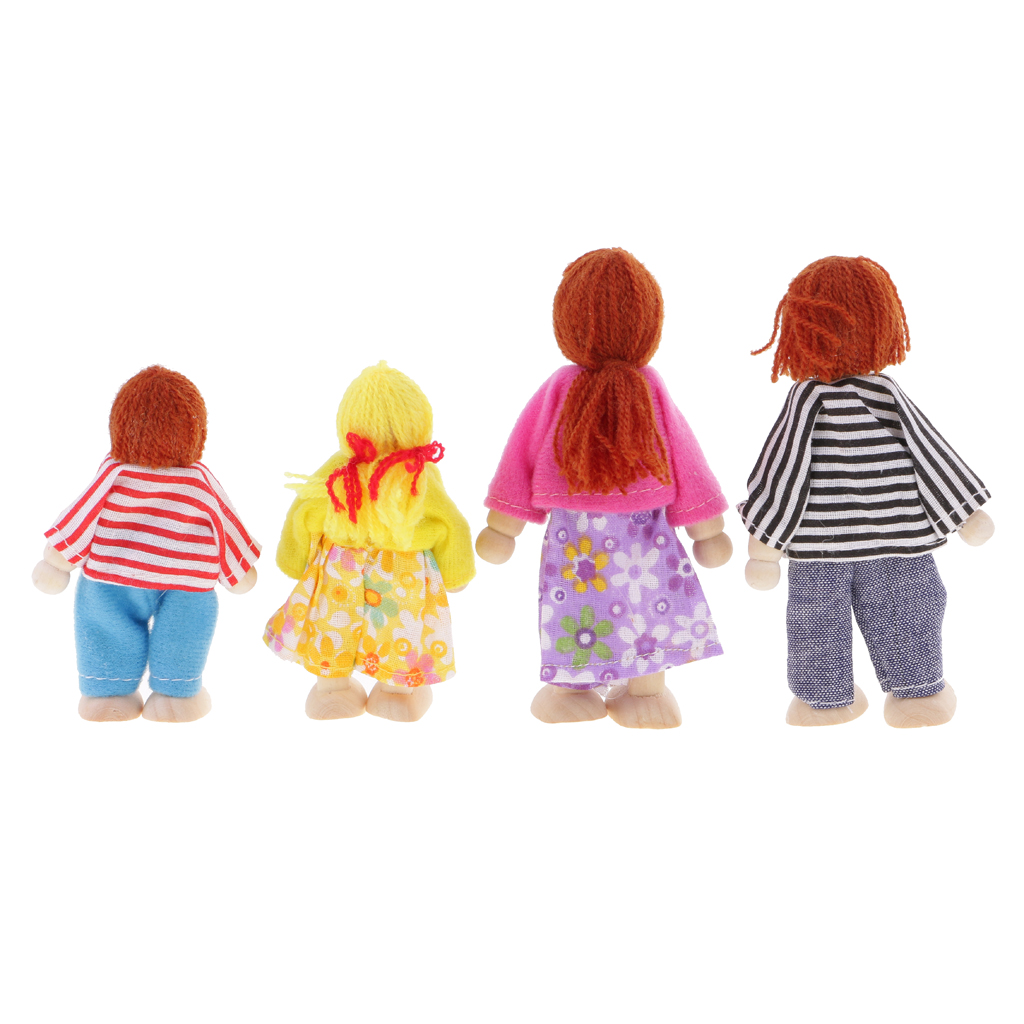 Dollhouse Miniature Lovely Wooden Dolls Family People Figure with Mother, Aunt, Sister