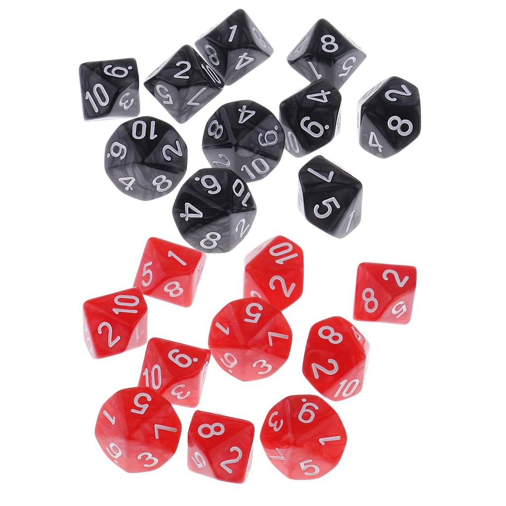 20 Pieces Polyhedral Dices D10 Die for  Games Props 