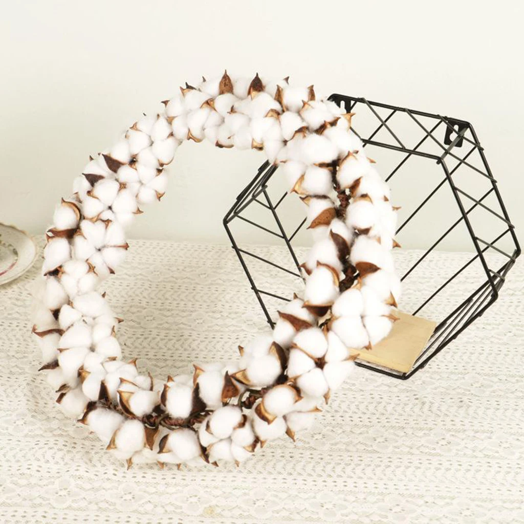 Cotton Wreath 16inch Large White Cotton Wreath for Festival Celebration Front Door Wall Window Party Decorations