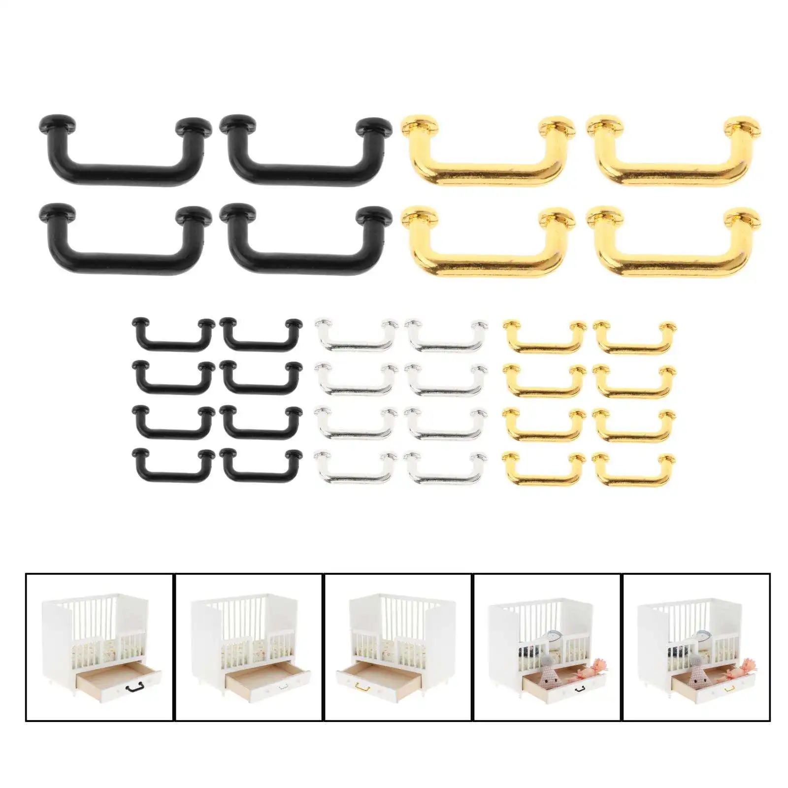 1/12 Mini Pulls Dollhouse DIY Furniture Accessories Drawer Handle for Gate Kitchen Jewelry Case Box