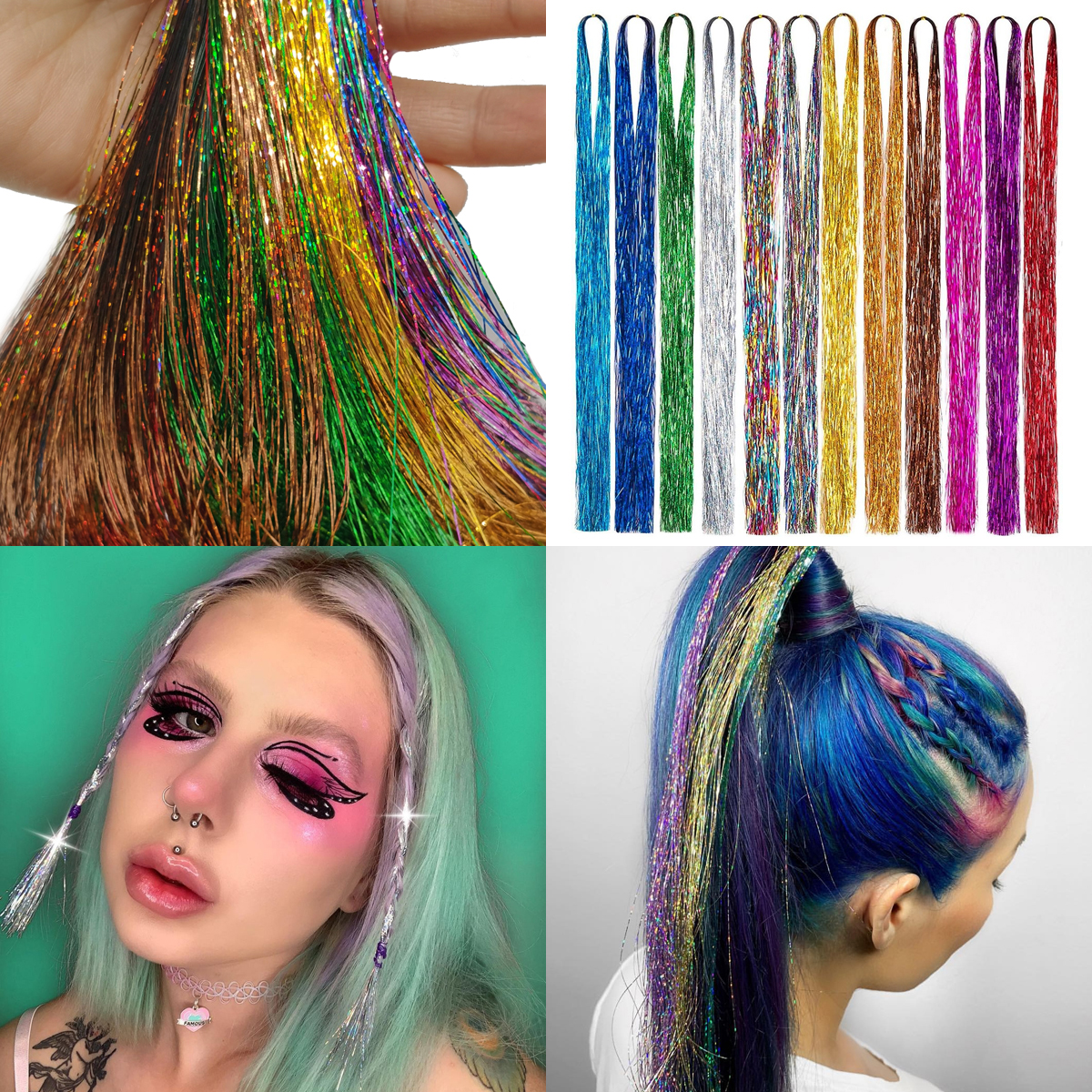 Best of Colorful Hair Tinsel Rain Glitter Hair Dazzles Extensions Shiny Threads In Hair For Hippie Braids Strips Hair Accessoires Reviews & Tips