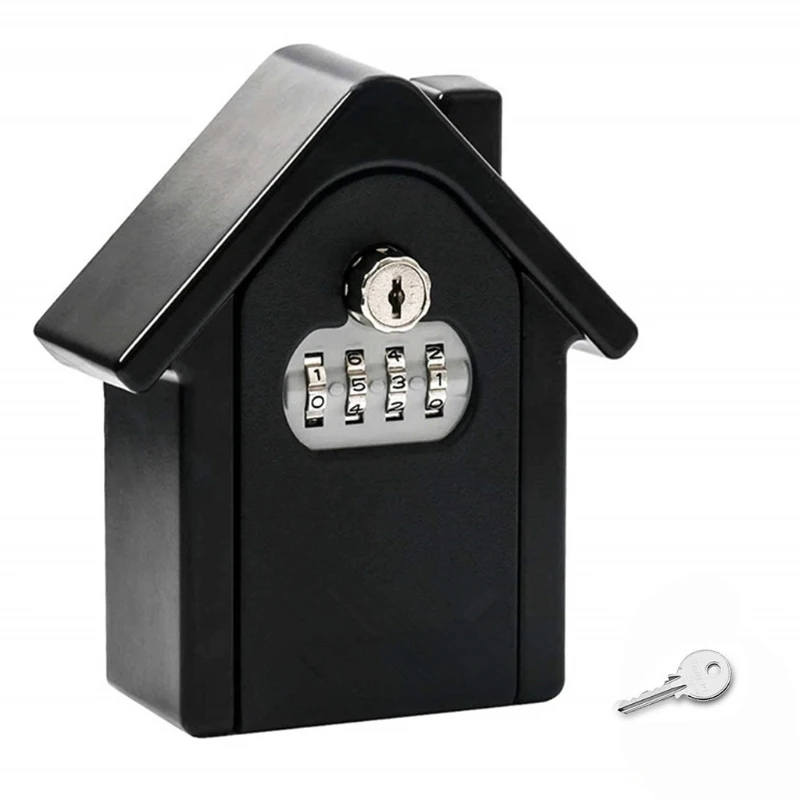 Gris HUSAN Caja de cerradura de llave almacenamiento segura de llave exterior montada en la pared para llaves de casa de repuesto de garaje para el hogar 
