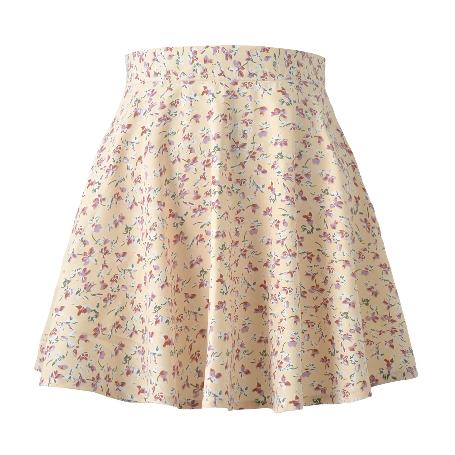 New style women's European and American floral skirt high-waist umbrella skirt invisible zipper chiffon print short skirt women tartan skirt