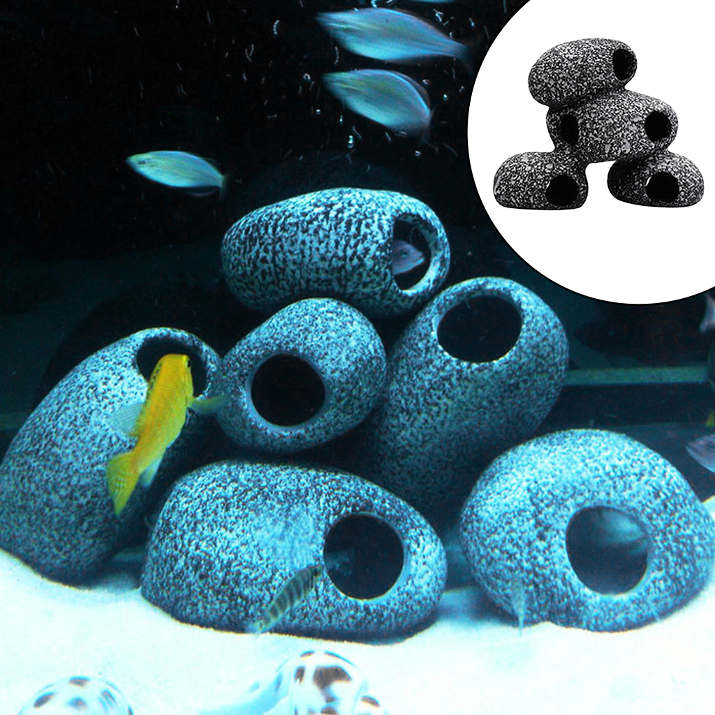 Decorative Aquarium Cave, Natural Ceramics Betta Cave Hide Out Rock Stone, Fish Tank Shrimp Play Hide Rest Tropical Cichlid Rock