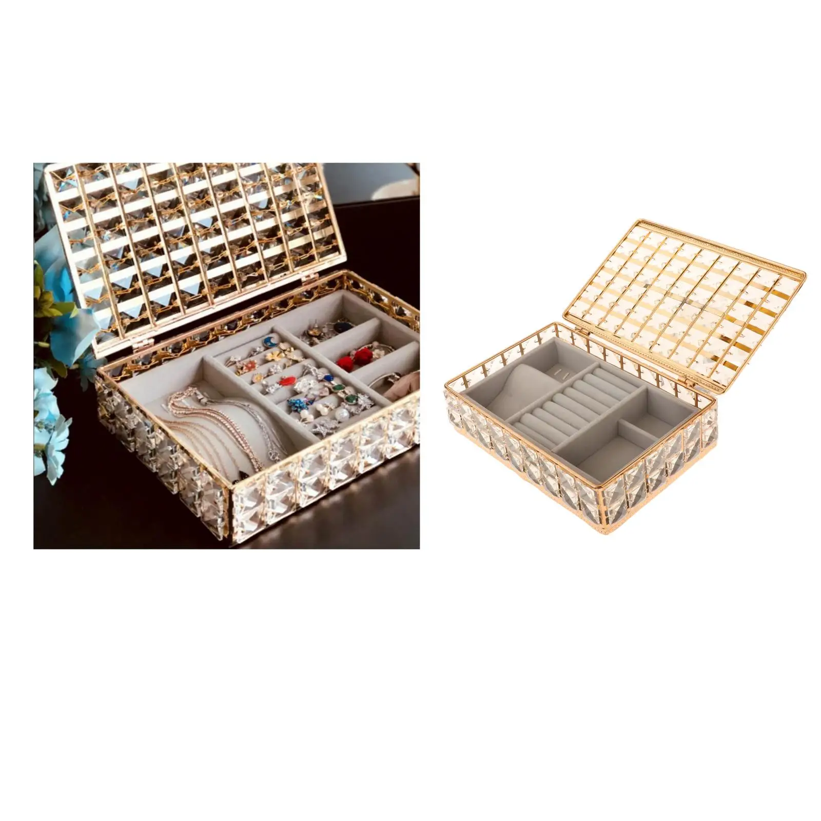 Crystal Crystal Jewellery Box Organizer Ornaments Storage Case for Womens