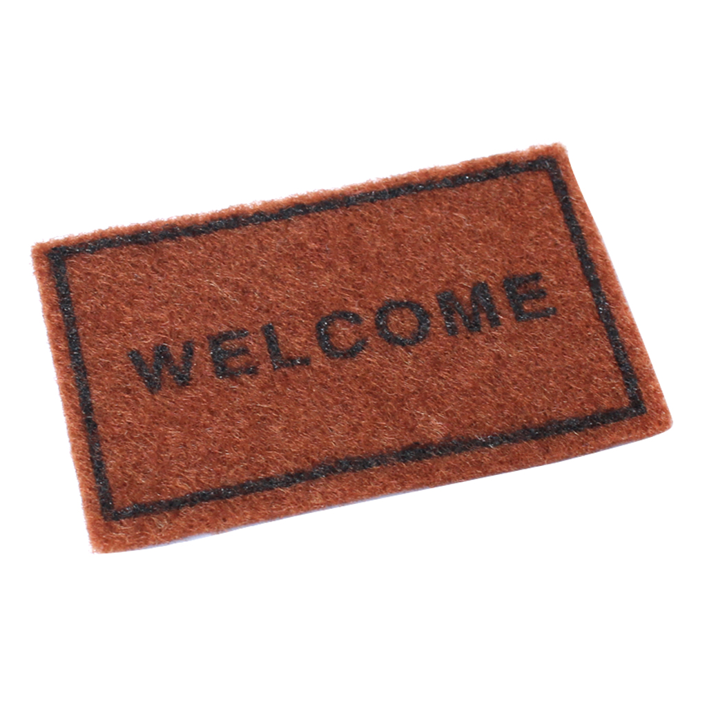 Dollhouse Miniature Rug, Brown WELCOME Flooring Carpets for Doll Living Room Decor