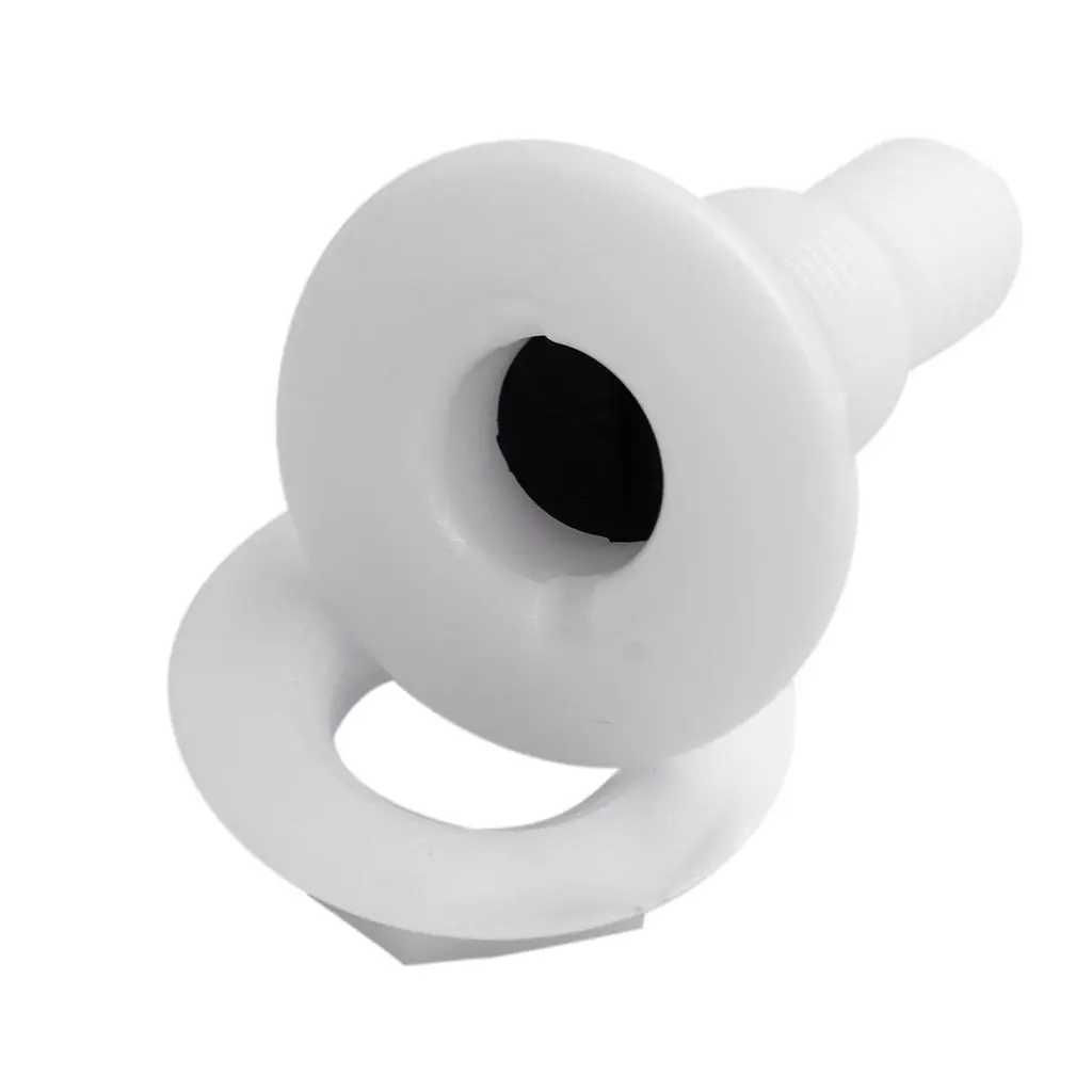 White Plastic Thru-Hull Bilge Pump and Aerator Hose Fitting for 3/4` Hose